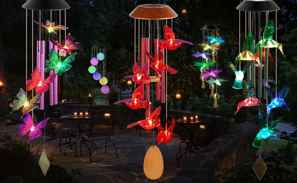 Solar Wind Chimes, Christmas Gifts for Mom & Grandma, Wooden Cardinal with Aluminum Tubes, Outdoor Garden Decor for Valentine‘s