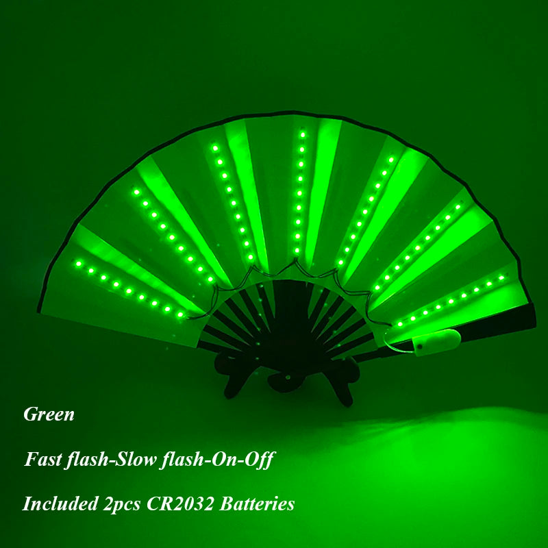 Holiday Carnival party lighting supplies  LED neon light rave fan  folding luminous fan wedding hand fan glowing in the party