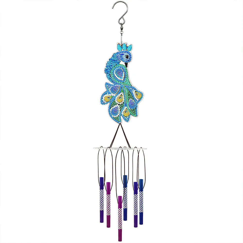 Acrylic Wind Chime Bell Pendant Diamond Painting Wind Chimes Special Shape DIY Rhinestones Wind Chime Kit for Home Garden Window