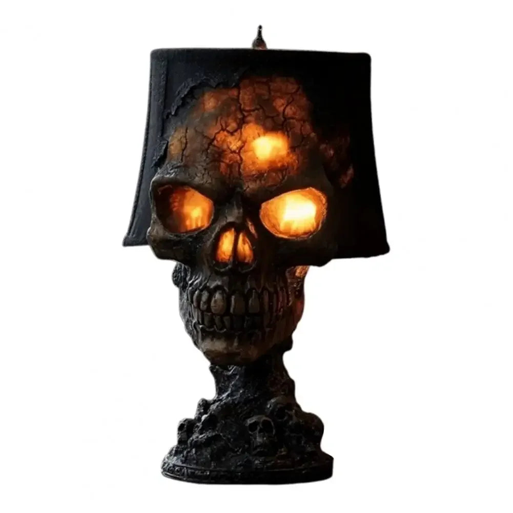 Halloween Lava Stone Skull Lamp Skull Desk Lamp with Spooky Led Light for Halloween Party Mantel Decoration Unique Room Accent