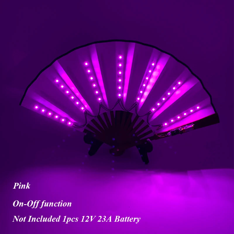 Holiday Carnival party lighting supplies  LED neon light rave fan  folding luminous fan wedding hand fan glowing in the party