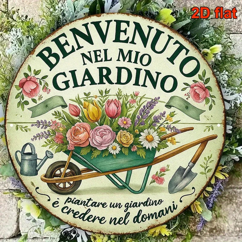 A vintage decorative sign with the design 'Welcome to My Garden,' garden-themed, a perfect choice for room decoration