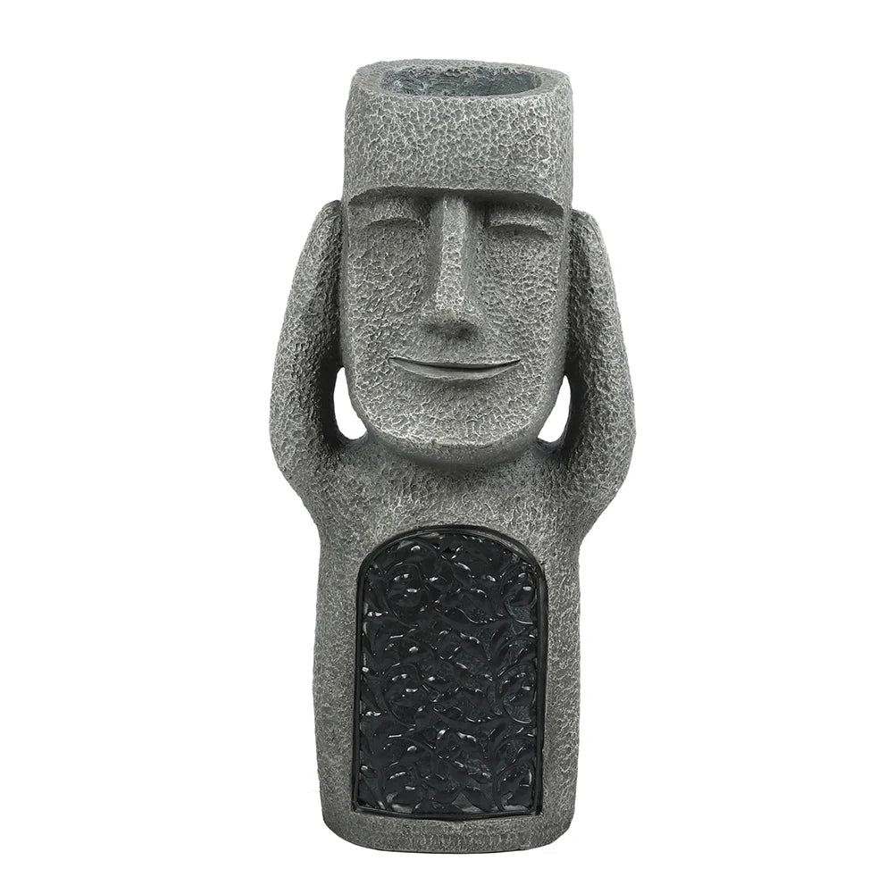See Hear Speak No Evil Garden Easter Island Statues Creative Resin Sculpture Outdoor Decoration Home Vase Statue Decor Figurine