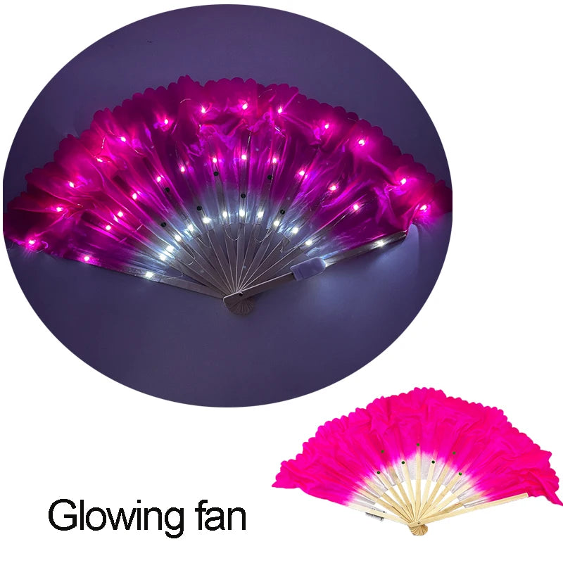Holiday Carnival party lighting supplies  LED neon light rave fan  folding luminous fan wedding hand fan glowing in the party