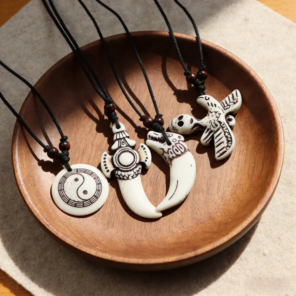 6/10/12Pcs/Lot Fashion Vintage Simple Turtle Tai Ji Fish Adjustable Necklaces For Men Women Rope Chain Jewelry Accessories Gifts
